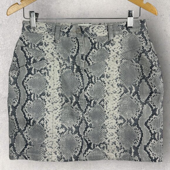 Aritzia Wilfred Free Grey Kelsey Mini Skirt Snake Print Size 8 Pockets Utility - Picture 13 of 14
